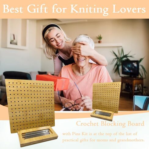 لوحة القطع لحياكة الكروشيه، لوحة القطع المربعة للجدة مع مجموعة حامل قابلة للتعديل و15 دبوسًا من الفولاذ المقاوم للصدأ، سجادات للحياكة، هدية للأم والجدة in Kuwait