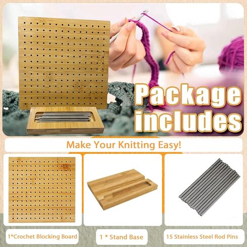 لوحة القطع لحياكة الكروشيه، لوحة القطع المربعة للجدة مع مجموعة حامل قابلة للتعديل و15 دبوسًا من الفولاذ المقاوم للصدأ، سجادات للحياكة، هدية للأم والجدة in Kuwait