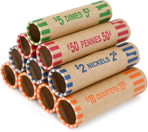 6400 قطعة متنوعة من لفات أغلفة العملات المعدنية شديدة التحمل - الأرباع والبنسات والنيكل والدايمات (إجمالي 6400 قطعة) in Kuwait