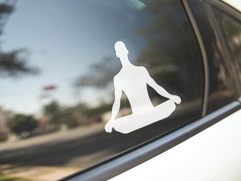 Namaste Meditate Person Vinyl Decal Sticker | Cars Trucks Vans Walls Laptops Cups | White | 5.5 inches | KCD1002 in Saudi Arabia