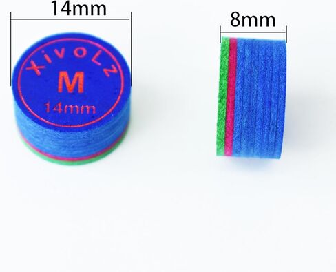 2PCS 9-Layer Pigskin Leather Pool Cue Tips - Perfect Elasticity and Full Grip for Precision Shots (14mm M) in Saudi Arabia