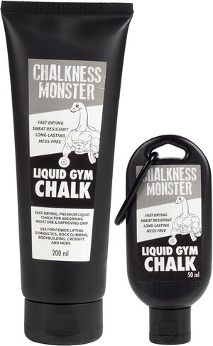 Liquid Gym Chalk - 200 mL and 50 mL Bonus Travel Bottle - Chalkness Monster Sport Hand Chalk - Premium, Sweat Resistant, Quick Dry Grip - Chalk For Gymnastics, Rock Climbing, Power Lifting And More in Saudi Arabia