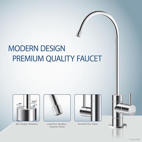 APEC Water Systems RO-90 Ultimate Series Top Tier Supreme Certified High Output 90 GPD، صنبور كروم ومجموعة تركيب صانع الثلج ICEMAKER-KIT-38-14-RO-A، مجموعة من 3 قطع، أبيض in Kuwait