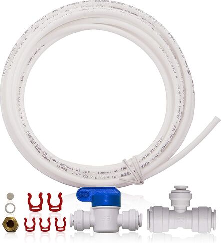 APEC Water Systems RO-90 Ultimate Series Top Tier Supreme Certified High Output 90 GPD، صنبور كروم ومجموعة تركيب صانع الثلج ICEMAKER-KIT-38-14-RO-A، مجموعة من 3 قطع، أبيض in Kuwait