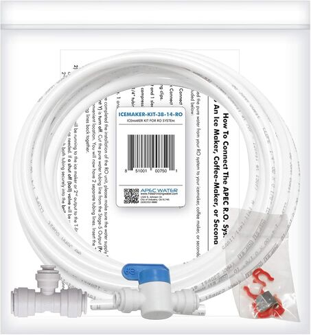 APEC Water Systems RO-90 Ultimate Series Top Tier Supreme Certified High Output 90 GPD، صنبور كروم ومجموعة تركيب صانع الثلج ICEMAKER-KIT-38-14-RO-A، مجموعة من 3 قطع، أبيض in Kuwait