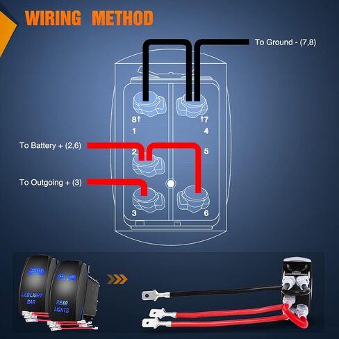 Nilight 2 Pack Rear Lights Rocker Switch Led Light Bar Rocker Switch 5Pin Laser On Off SPST switches 20A/12V 10A/24V Switch Blue with Jumper Wires Set for Cars Trucks RVs,2 Years Warranty in Saudi Arabia