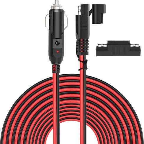 قابس ولاعة سجائر 12 فولت/24 فولت إلى وصلة محول التحرير السريع SAE 14AWG 10FT 20A - كابل شاحن بطارية ولاعة السجائر SAE مع محول قطبية عكسي SAE، مصهر احتياطي 20 أمبير in Kuwait