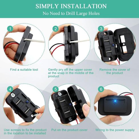 12V USB Outlet, RV USB Outlet Car Charger, RV Dual USB Port 12V-24V Female Panel Mount for Cars Bus Boat Automotive Marine ATV Truck Golf Cart(3.1A & 4.8A) in Kuwait