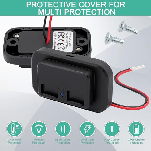 12V USB Outlet, RV USB Outlet Car Charger, RV Dual USB Port 12V-24V Female Panel Mount for Cars Bus Boat Automotive Marine ATV Truck Golf Cart(3.1A & 4.8A) in Kuwait