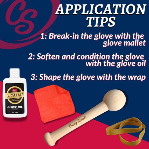 مجموعة قفازات البيسبول القابلة للكسر - تتضمن بلسم زيت قفازات البيسبول والكرة اللينة، ومطرقة القفازات، ولفائف تشكيل القفاز، وقطعة قماش للعناية بالقفازات لكسر وتنعيم وتشكيل القفازات in Kuwait