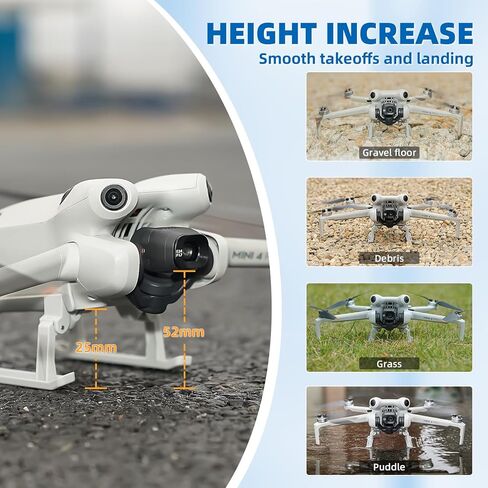 ملحقات معدات الهبوط Mini 4 Pro، مجموعة أدوات حماية حامل الساق القابلة للطي لطائرة DJI Mini 4 Pro RC بدون طيار - سهلة التخزين، لا حاجة للتفكيك in Kuwait