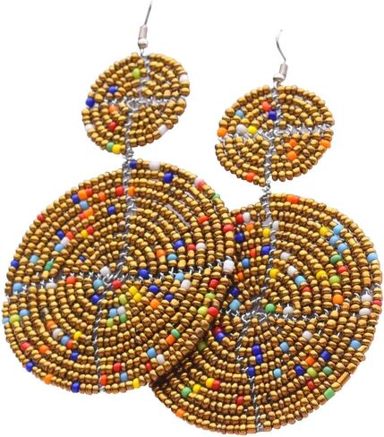 Colorful Disc Handmade Statement Jewelry Beaded Women Drop Earrings Set - Ethnic Tribal Ball Earring For Woman Girls in Saudi Arabia