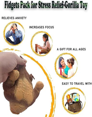ألعاب فيدجيت، لعبة غوريلا الضغط المملوءة بالرمال المضحكة، ألعاب ضغط على شكل قرد من اللاتكس الناعم للبالغين والأطفال، لعبة مرنة قابلة للتمدد لتخفيف التوتر والقلق، هدايا مبتكرة لأعياد الميلاد والعطلات in Kuwait