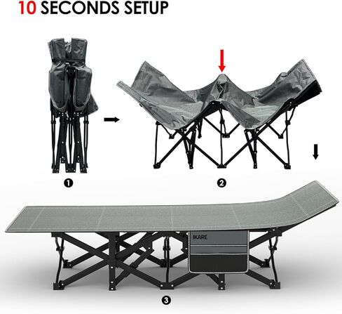 IKARE Folding Camping Cot for Adults,Extra Wide Sleeping Cot with Carry Bag,Oversized Camping Bed Support 900Lbs Portable for Outdoor Camping/Office/Home in Kuwait