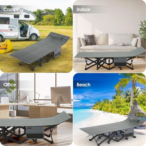 IKARE Folding Camping Cot for Adults,Extra Wide Sleeping Cot with Carry Bag,Oversized Camping Bed Support 900Lbs Portable for Outdoor Camping/Office/Home in Kuwait