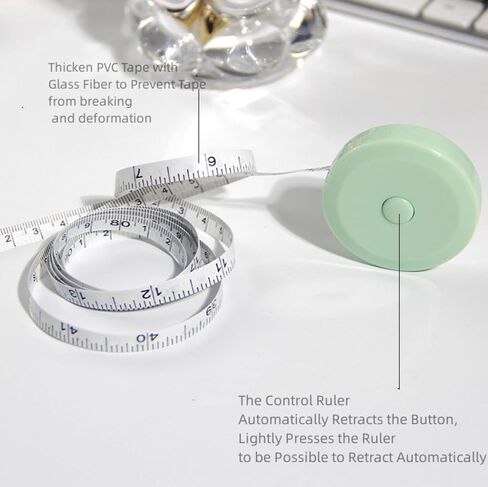 6 حزمة شريط قياس شريط قياس لقياسات الجسم النسيج الخياطة خياط القماش الحياكة الحرفية قياسات فقدان الوزن قابل للسحب 60 بوصة 1.5 متر، زر صغير مزدوج الجوانب شريط قياس in Kuwait