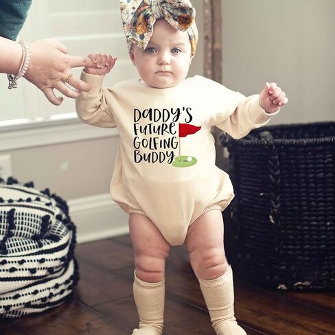 إعلان الحمل الخاص بـ Daddy’s Future Golfing Buddy يكشف عن بدلة رياضية في المستقبل هدية لاعب الجولف من Papa's Golfing Buddy Romper (6-12 شهرًا، Papa Golfing Buddy مطبوع بأكمام قصيرة) in Kuwait