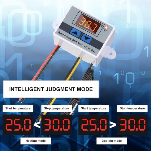 XH-W3001 Digital LED Temperature Controller Module Digital Thermostat Switch with Waterproof Probe Programmable Heating Cooling Electronic Thermostat Range from -50℃ to 110℃ (12V 10A 120W) (2 Pieces) in Saudi Arabia