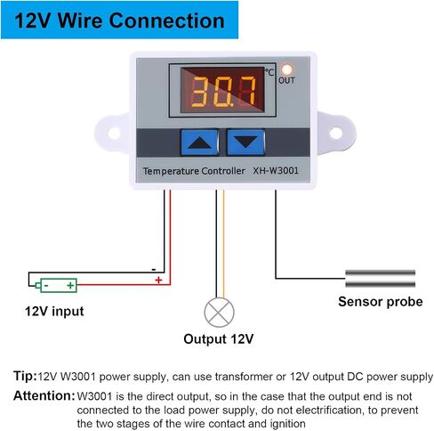 XH-W3001 Digital LED Temperature Controller Module Digital Thermostat Switch with Waterproof Probe Programmable Heating Cooling Electronic Thermostat Range from -50℃ to 110℃ (12V 10A 120W) (2 Pieces) in Saudi Arabia