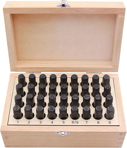 5/16 inch (8mm) Letter and Number Stamp Set, 36-Piece Carbon Steel Metal Stamp Set, alphanumeric Punching Set with Wooden case, for Metal, Jewelry, Leather, Wood in Saudi Arabia