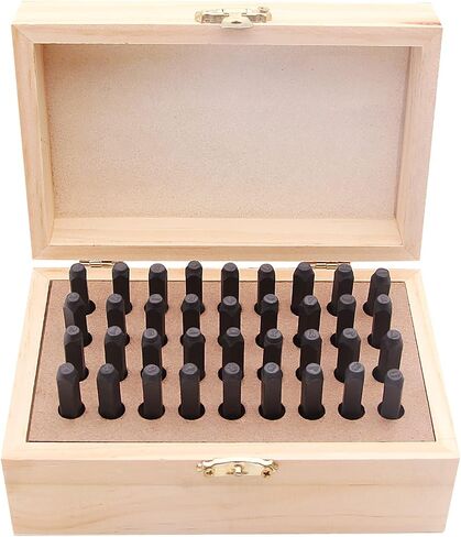 5/16 inch (8mm) Letter and Number Stamp Set, 36-Piece Carbon Steel Metal Stamp Set, alphanumeric Punching Set with Wooden case, for Metal, Jewelry, Leather, Wood in Saudi Arabia