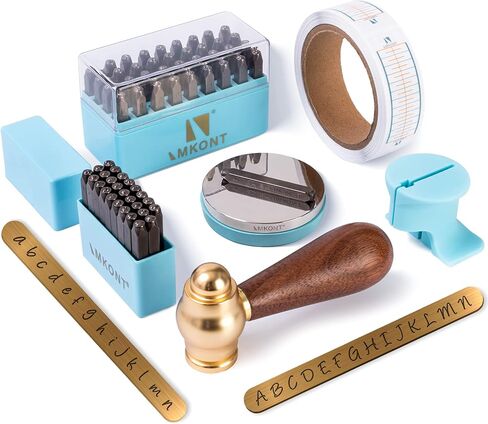 1/8inch 3mm Number and Letter Metal Stamp 63pcs with Metal Bench Block Metal Hammer Set A-Z & a-z &0-9 & Metal Bench Block (Silver) in Saudi Arabia