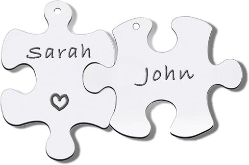 6Pcs Blank Stamping Tags,Blank Matching Puzzle Necklace,Engraving Blank Name Tags Metal Stainless Steel Laser Engravable Patterns as Pet Tags,Key Tags,Dog Tags in Kuwait