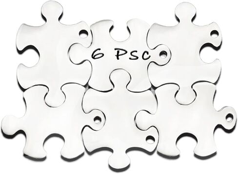 6Pcs Blank Stamping Tags,Blank Matching Puzzle Necklace,Engraving Blank Name Tags Metal Stainless Steel Laser Engravable Patterns as Pet Tags,Key Tags,Dog Tags in Kuwait