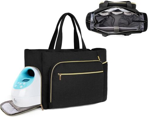 حقيبة مضخة الثدي من توريبيو لـ Spectra S1/S2، Medela، Rainyb، Elvie، Evenflo، حقيبة حمل الحفاضات للأمهات المرضعات مع حقيبة كمبيوتر محمول مقاس 15 بوصة ووسادة تغيير الحفاضات in Kuwait