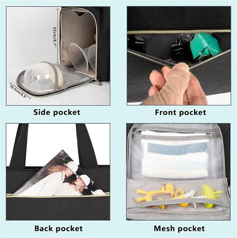 حقيبة مضخة الثدي من توريبيو لـ Spectra S1/S2، Medela، Rainyb، Elvie، Evenflo، حقيبة حمل الحفاضات للأمهات المرضعات مع حقيبة كمبيوتر محمول مقاس 15 بوصة ووسادة تغيير الحفاضات in Kuwait