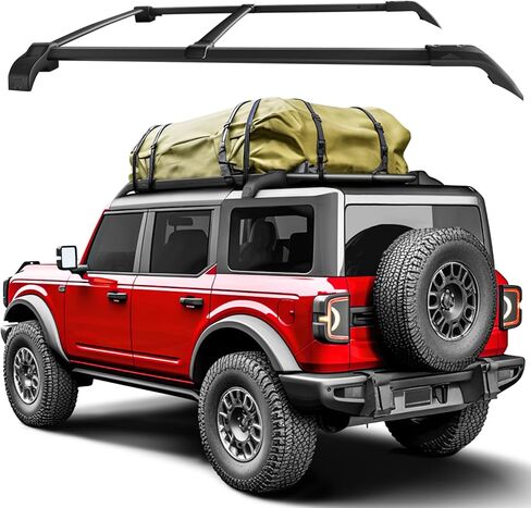 قضبان متقاطعة لحامل السقف متوافقة مع Ford Bronco 2021 2022 2023، قضبان متقاطعة على السطح مناسبة لملحقات Bronco ذات 4 أبواب، سطح صلب ذو 4 أبواب، سعة تحميل العارضة لحامل الأمتعة على الجليد لدراجة الكاياك in Kuwait