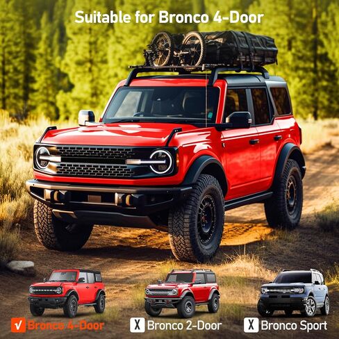 قضبان متقاطعة لحامل السقف متوافقة مع Ford Bronco 2021 2022 2023، قضبان متقاطعة على السطح مناسبة لملحقات Bronco ذات 4 أبواب، سطح صلب ذو 4 أبواب، سعة تحميل العارضة لحامل الأمتعة على الجليد لدراجة الكاياك in Kuwait