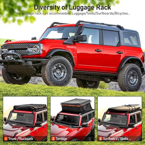 قضبان متقاطعة لحامل السقف متوافقة مع Ford Bronco 2021 2022 2023، قضبان متقاطعة على السطح مناسبة لملحقات Bronco ذات 4 أبواب، سطح صلب ذو 4 أبواب، سعة تحميل العارضة لحامل الأمتعة على الجليد لدراجة الكاياك in Kuwait