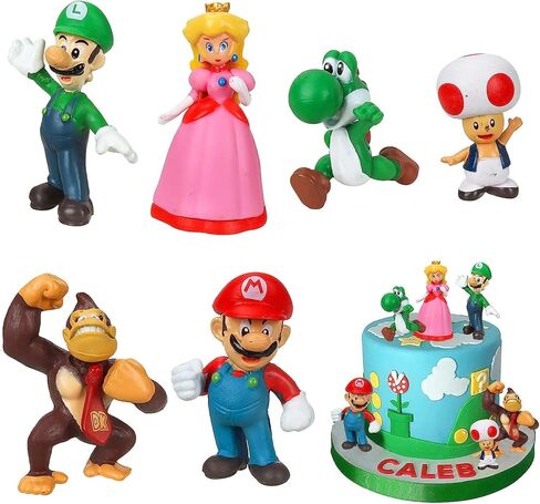 6 عبوات من ألعاب فيلم ماريو - (5 بوصات) شخصيات ماريو بروس أكشن الأميرة الخوخ - ألعاب ماريو للأولاد من 4 إلى 6 سنوات in Kuwait