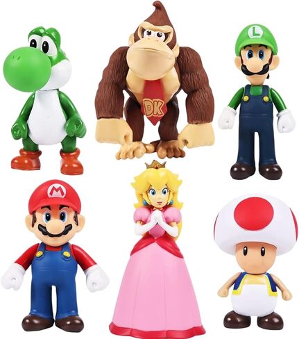 6 Pack Mario Movie Toys-(5 inch) Mario Bros Action Figures Princess Peach Toy -Mario Toys for Boys 4-6 in Saudi Arabia