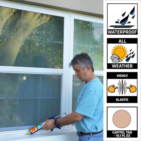 SIKA Sikaflex Construction Sealant - White, All-Purpose Polyurethane for Joints 1/2" or Smaller - 10.1 fl. oz - Weatherproof, High Elasticity, Paintable, Strong Adhesion (Pack of 12) in Kuwait