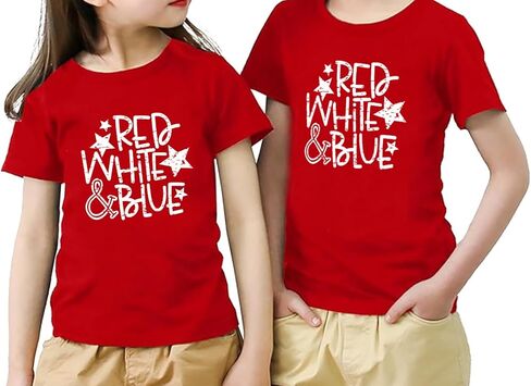 قميص للأطفال الصغار الأولاد والبنات في الرابع من يوليو، قميص للأطفال الرضع باللون الوطني الأمريكي باللون الأحمر والأبيض والأزرق بأكمام قصيرة in Kuwait