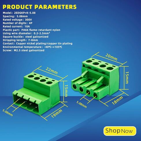 5.08 مللي متر الملعب PCB جبل المسمار ، 15 قطعة 4 دبوس PCB جبل المسمار محطة كتلة موصل مع 15 قطعة 4 دبوس التوصيل in Saudi Arabia