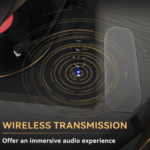 مشغل تسجيل Retekess TR639 لاسلكي، قرص دوار ستيريو يعمل بالحزام، إيقاف تلقائي، سرعتان، مخرج RCA، غطاء غبار، مشغل قرص دوار لتسجيل الفينيل للمنزل in Saudi Arabia