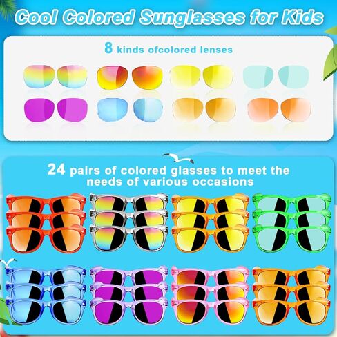 Kids Sunglasses Bulk Party Favors - 16 Packs Boys Girls Sunglasses for Kids Age 3-8 with UV 400 Protection, Neon Sunglasses for Kids Party in Saudi Arabia