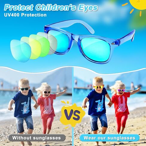 Kids Sunglasses Bulk Party Favors - 16 Packs Boys Girls Sunglasses for Kids Age 3-8 with UV 400 Protection, Neon Sunglasses for Kids Party in Saudi Arabia