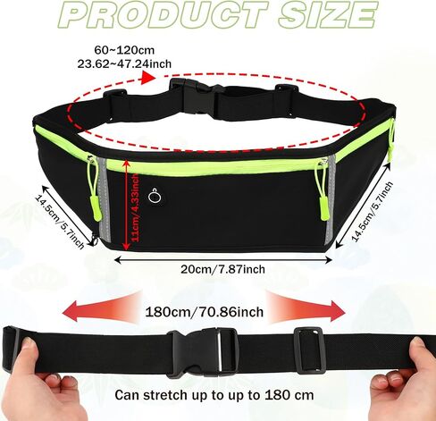 3 Pocket Adjustable Slim Running Belt Fanny Pack, Reflective Runner Belt No Bounce Outdoor Waterproof Waist Pack for Running Sports Hiking Traveling Phone Holder(With Mesh Bag) in Saudi Arabia