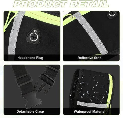 3 Pocket Adjustable Slim Running Belt Fanny Pack, Reflective Runner Belt No Bounce Outdoor Waterproof Waist Pack for Running Sports Hiking Traveling Phone Holder(With Mesh Bag) in Saudi Arabia
