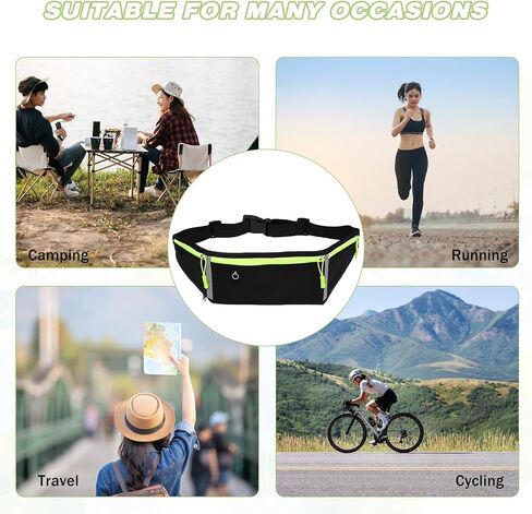 3 Pocket Adjustable Slim Running Belt Fanny Pack, Reflective Runner Belt No Bounce Outdoor Waterproof Waist Pack for Running Sports Hiking Traveling Phone Holder(With Mesh Bag) in Saudi Arabia
