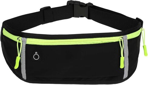 3 Pocket Adjustable Slim Running Belt Fanny Pack, Reflective Runner Belt No Bounce Outdoor Waterproof Waist Pack for Running Sports Hiking Traveling Phone Holder(With Mesh Bag) in Saudi Arabia