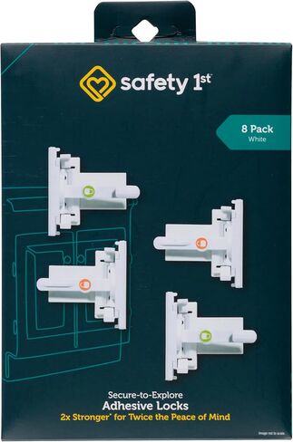 Safety 1st - Secure-to-Explore Adhesive Cabinet Locks Baby Proofing, Child Locks for Cabinets and Drawers (4 Locks), White in Saudi Arabia