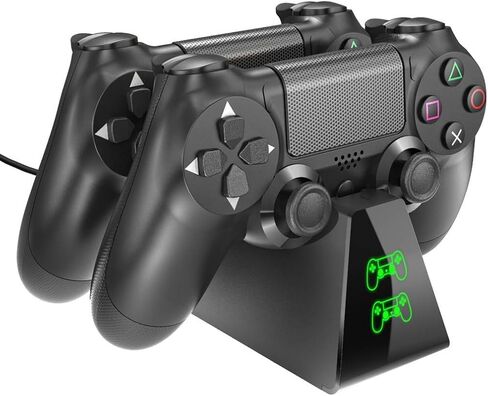 شاحن وحدة تحكم PS4، قاعدة شحن وحدة تحكم DOBE مع مؤشرات إضاءة LED متوافقة مع وحدة تحكم PS4/PS4 Slim/PS4 Pro in Kuwait