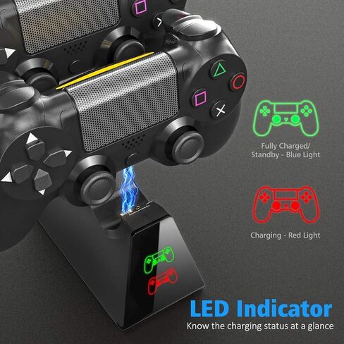 شاحن وحدة تحكم PS4، قاعدة شحن وحدة تحكم DOBE مع مؤشرات إضاءة LED متوافقة مع وحدة تحكم PS4/PS4 Slim/PS4 Pro in Kuwait