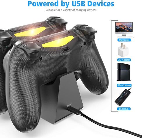 شاحن وحدة تحكم PS4، قاعدة شحن وحدة تحكم DOBE مع مؤشرات إضاءة LED متوافقة مع وحدة تحكم PS4/PS4 Slim/PS4 Pro in Kuwait