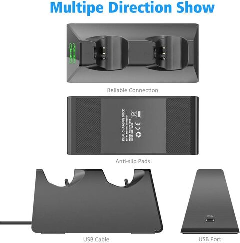 شاحن وحدة تحكم PS4، قاعدة شحن وحدة تحكم DOBE مع مؤشرات إضاءة LED متوافقة مع وحدة تحكم PS4/PS4 Slim/PS4 Pro in Kuwait